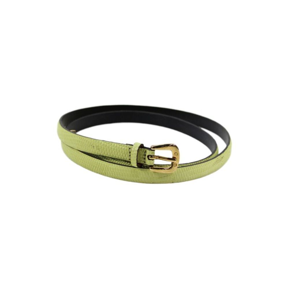 Tardini Womens Lizard 1/2" Skinny Belt Yellow Size EUR 36